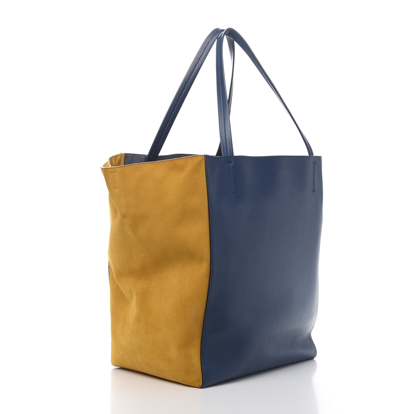 Calfskin Suede Medium Phantom Luggage Cabas Yellow Blue