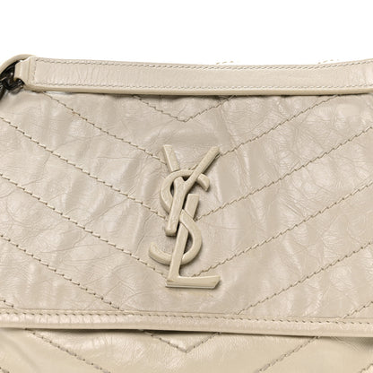 Saint Laurent Crinkled Calfskin Matelasse Monogram Medium Niki Chain Satchel Crema Soft 7 of 9