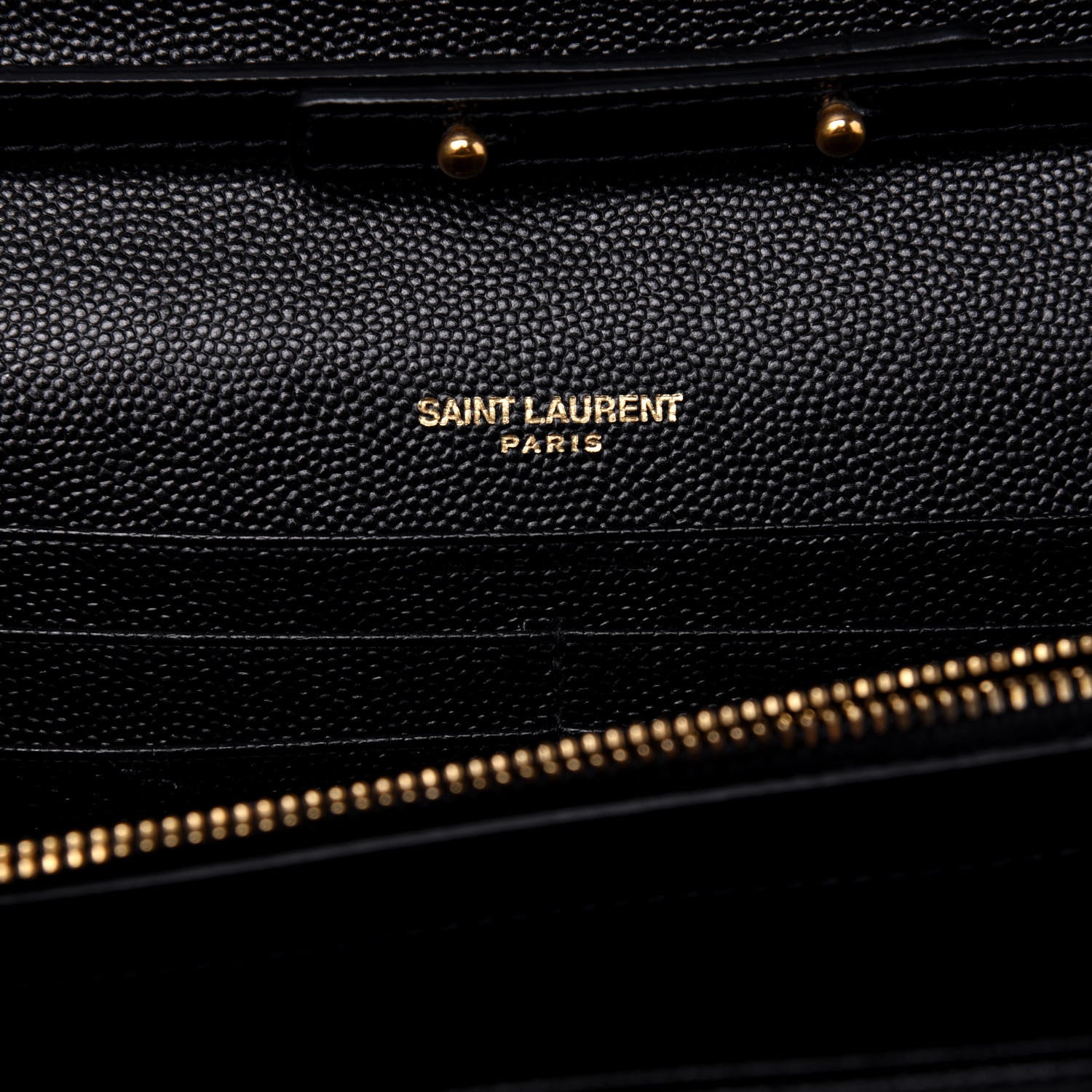 Saint Laurent Grain De Poudre Matelasse Chevron Monogram Chain Wallet Black 8 of 14