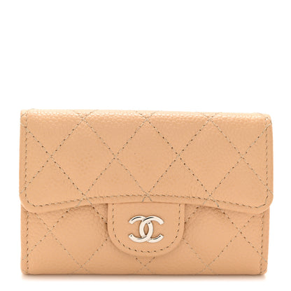Chanel Caviar Quilted Flap Card Holder Wallet Beige 1 of 9