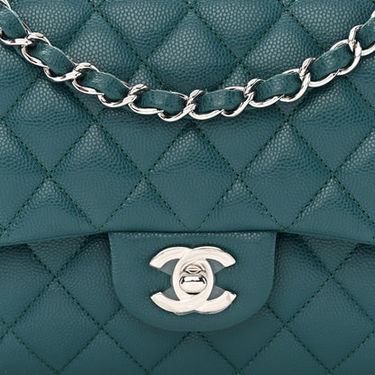 Chanel Caviar Quilted Medium Double Flap Dark Turquoise 8 of 12