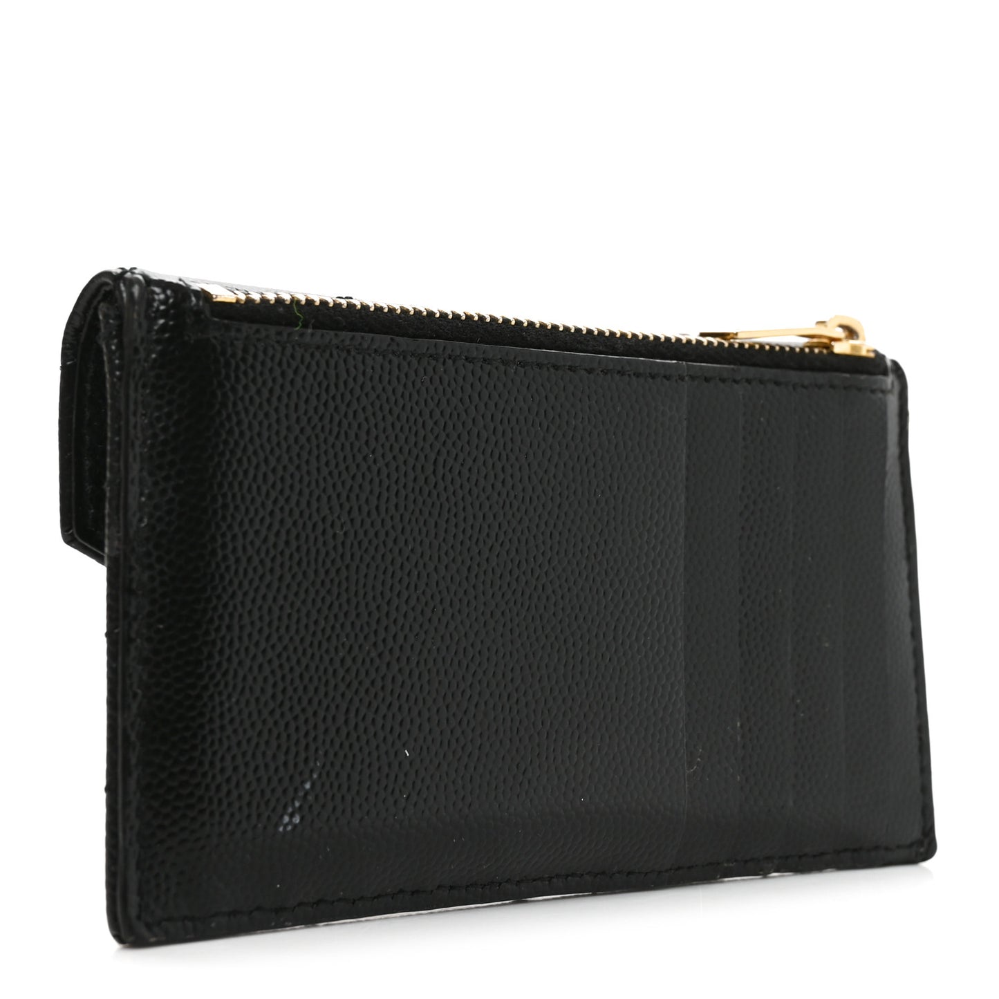 Grain De Poudre Matelasse Chevron Monogram Compact Wallet Black