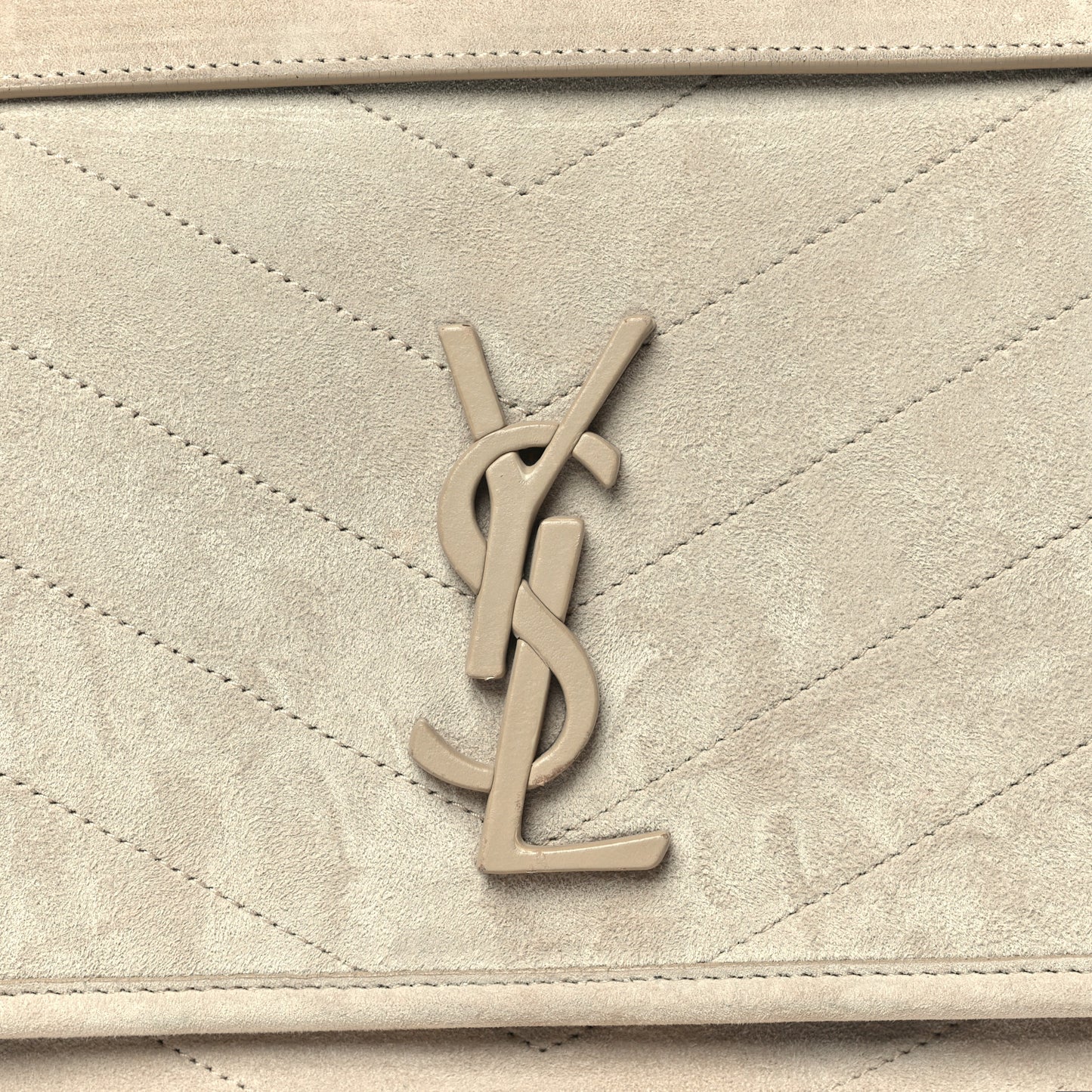 Suede Monogram Medium Niki Chain Satchel Light Beige