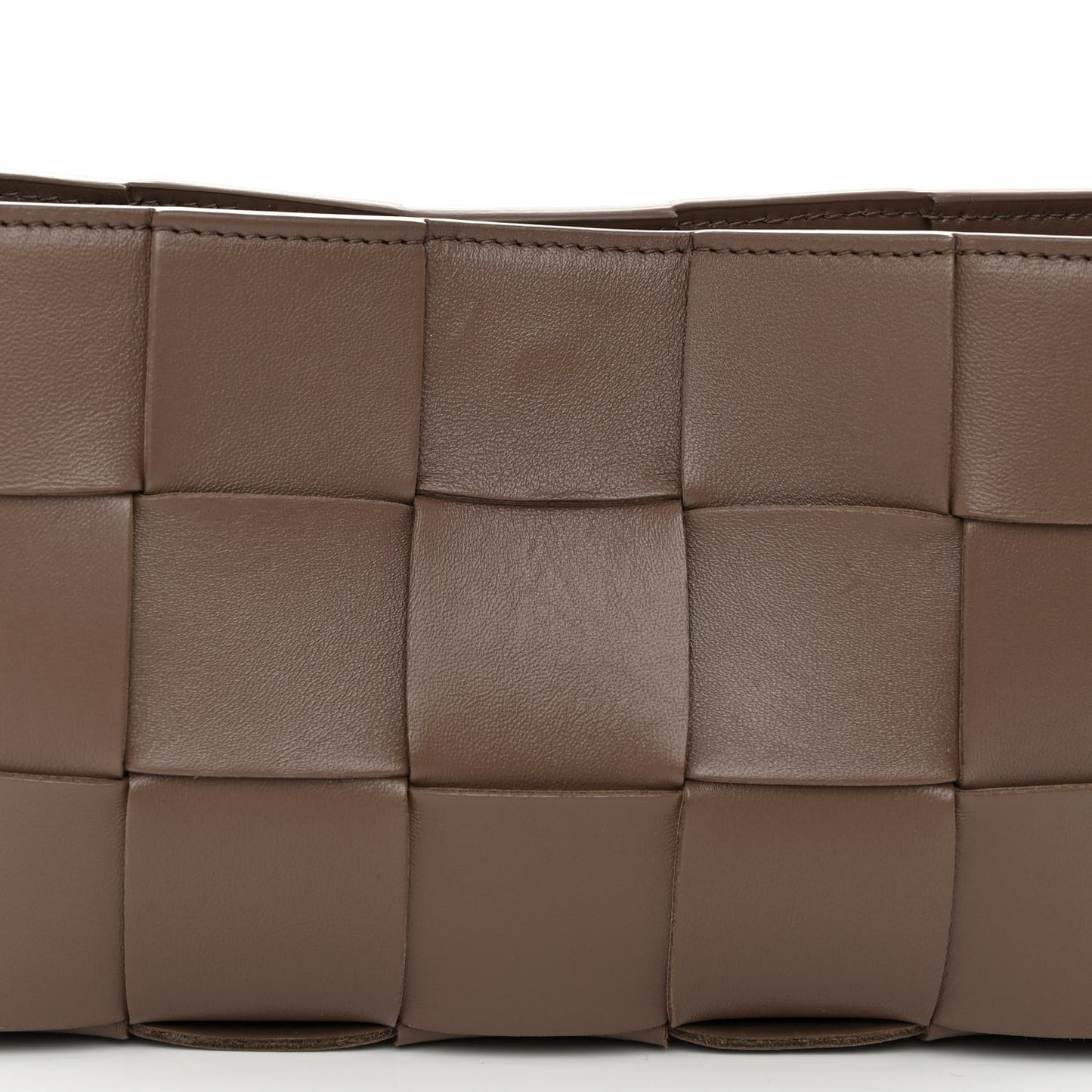 Calfskin Maxi Intrecciato Cassette Pouch On Strap Taupe Grey
