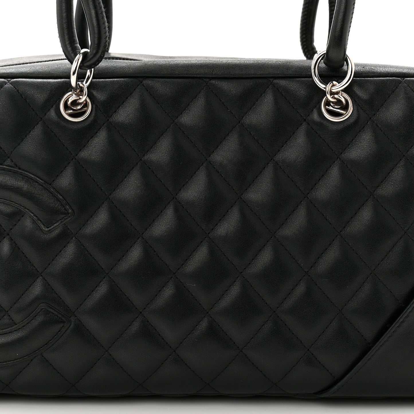 Calfskin Quilted Large Cambon Bowler Black