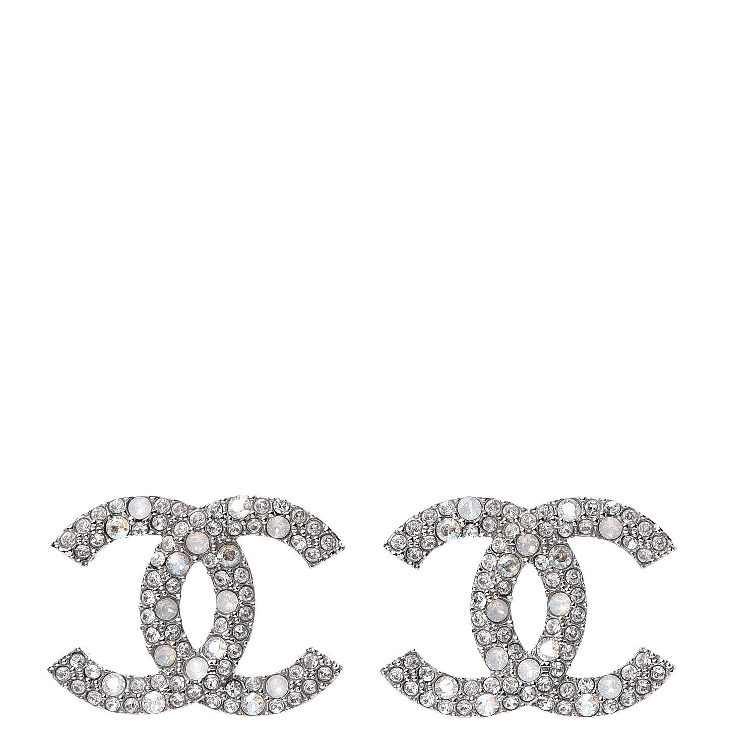 Chanel Crystal Timeless CC Earrings Silver 1 of 5