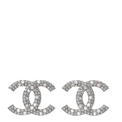Chanel Crystal Timeless CC Earrings Silver 1 of 5