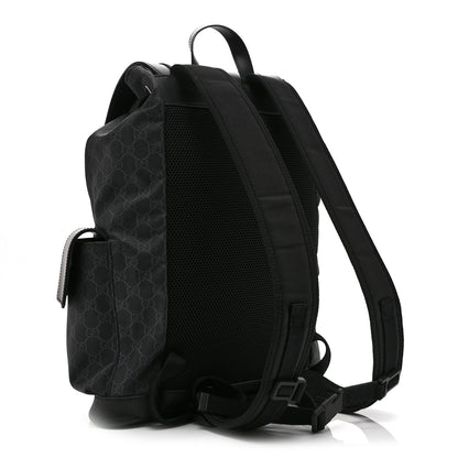 Gucci Soft GG Supreme Monogram Calfskin Web Double Buckle Backpack Black 3 of 11
