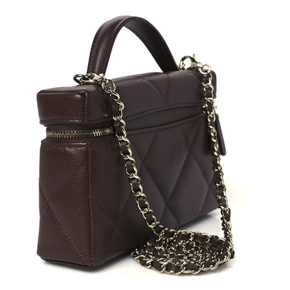 Chanel Caviar Quilted Top Handle Slim Vanity With Chain Dark Brown 3 of 11