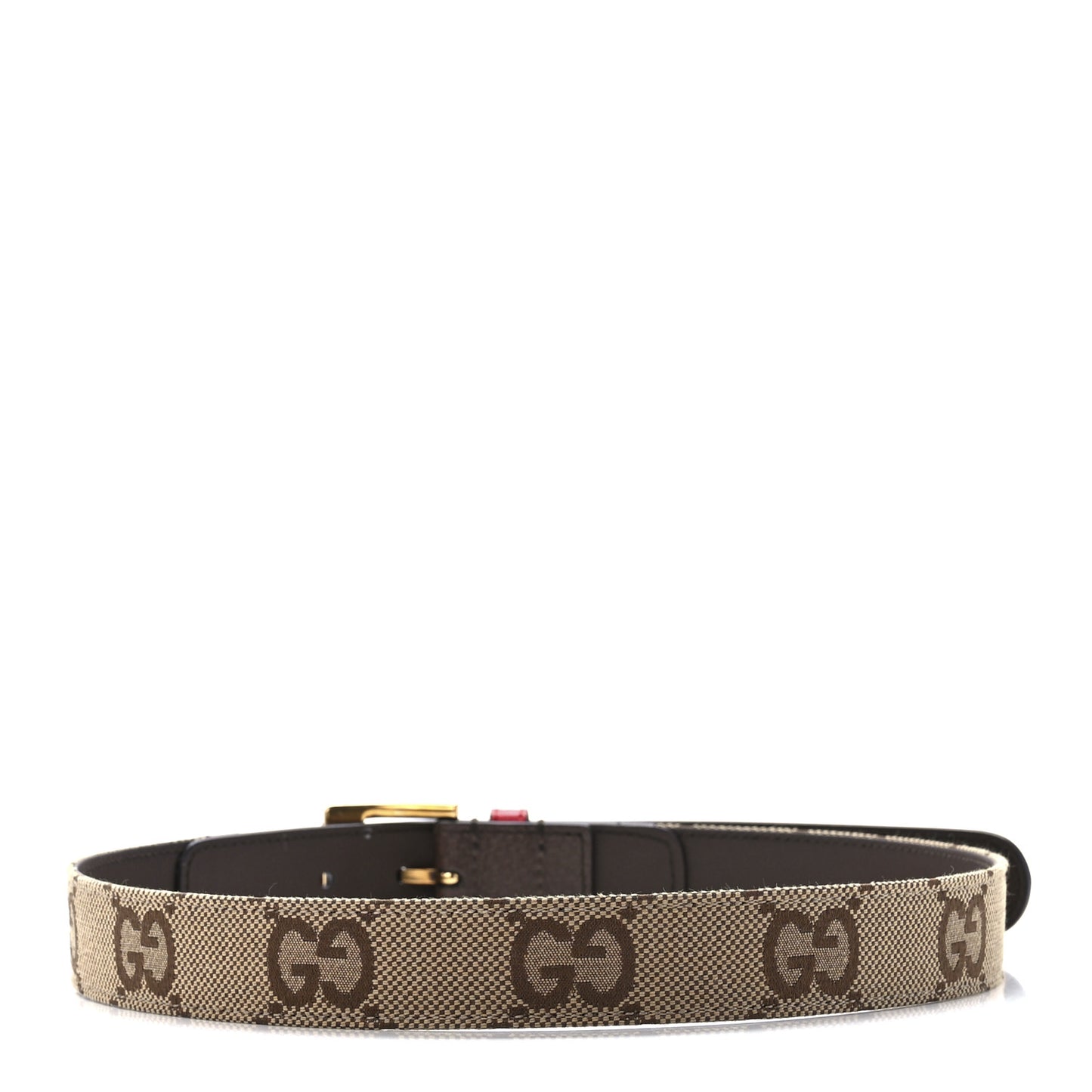 Jumbo GG Monogram Textured Dollar Calfskin Bamboo 30mm Belt 75 30 Camel Ebony New Acero Pomegranate Red