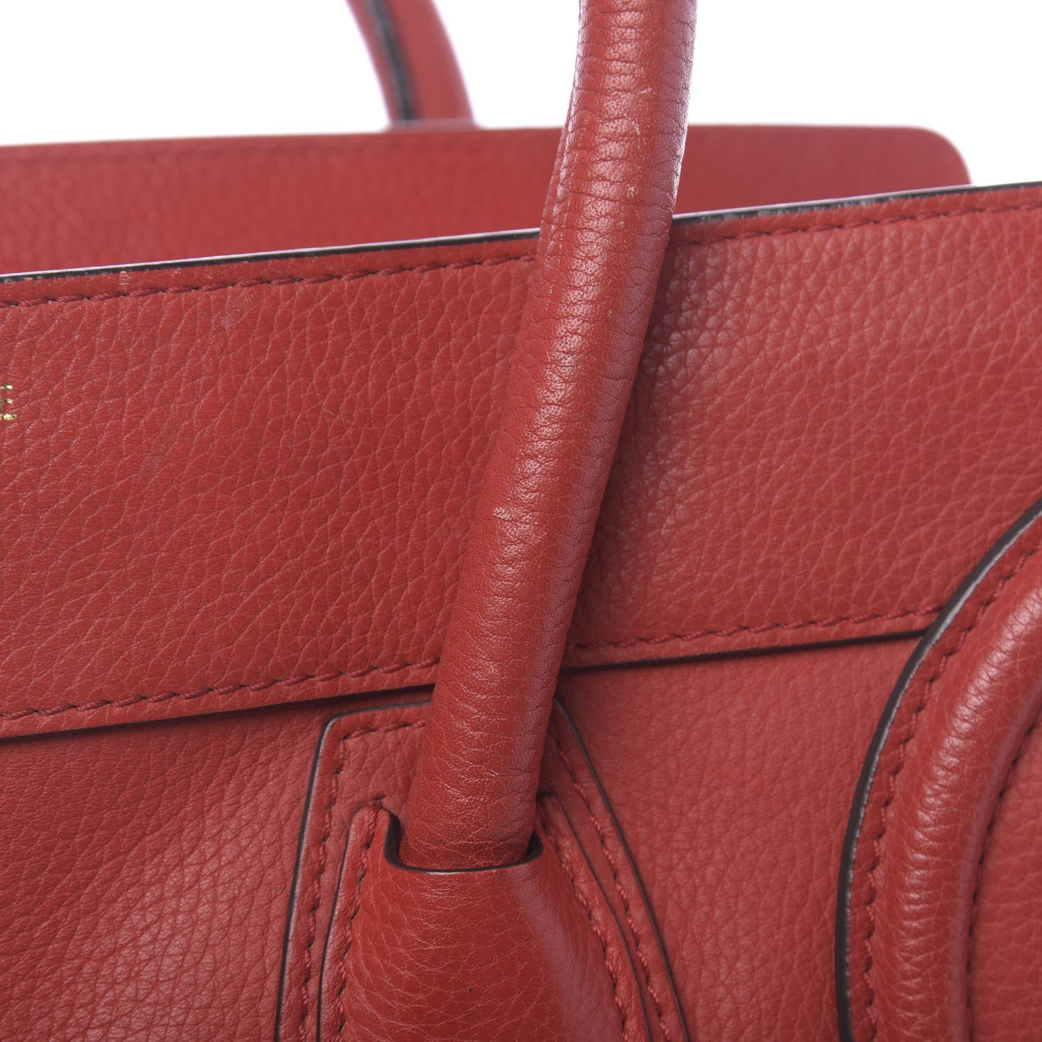 Celine Drummed Calfskin Mini Luggage Red 14 of 21