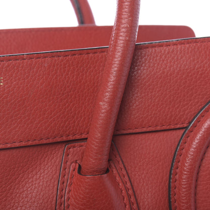 Celine Drummed Calfskin Mini Luggage Red 14 of 21