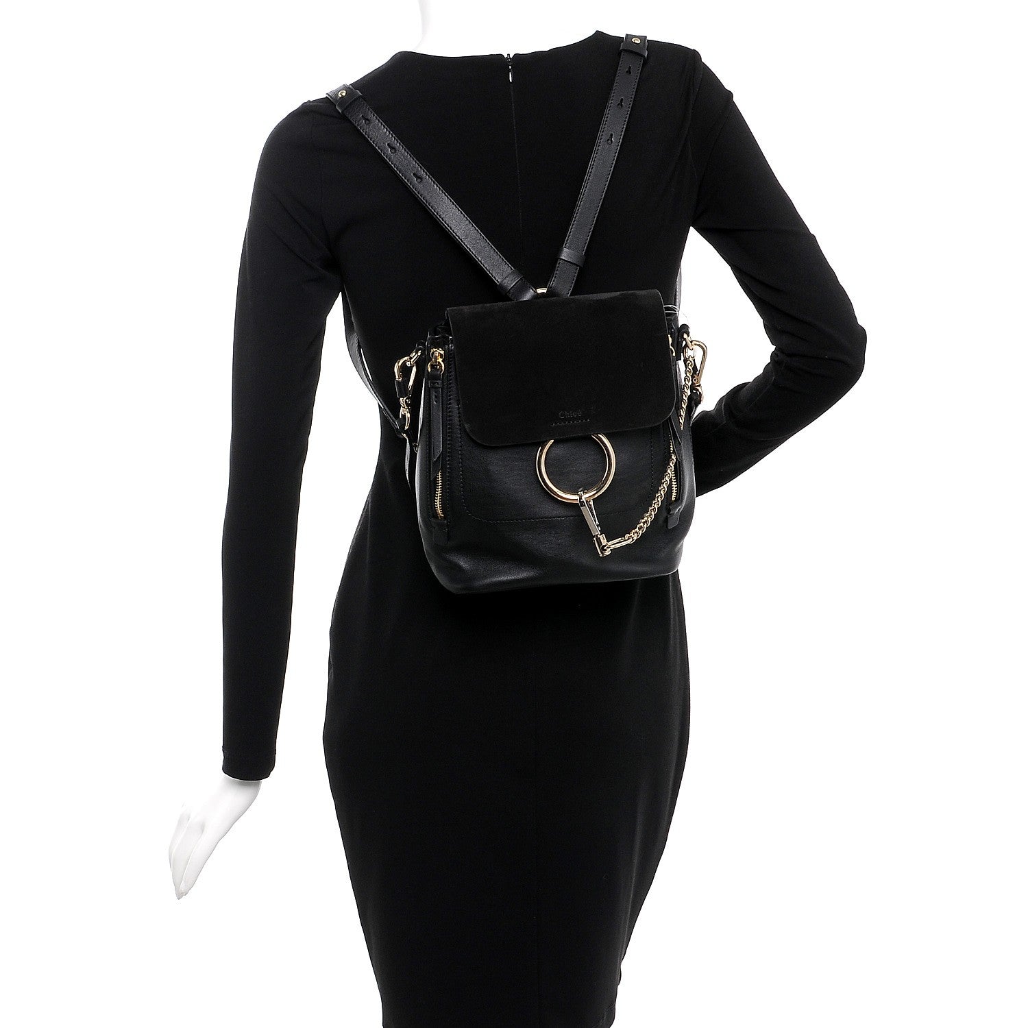 Chloe Suede Calfskin Small Faye Backpack Black 2 of 7