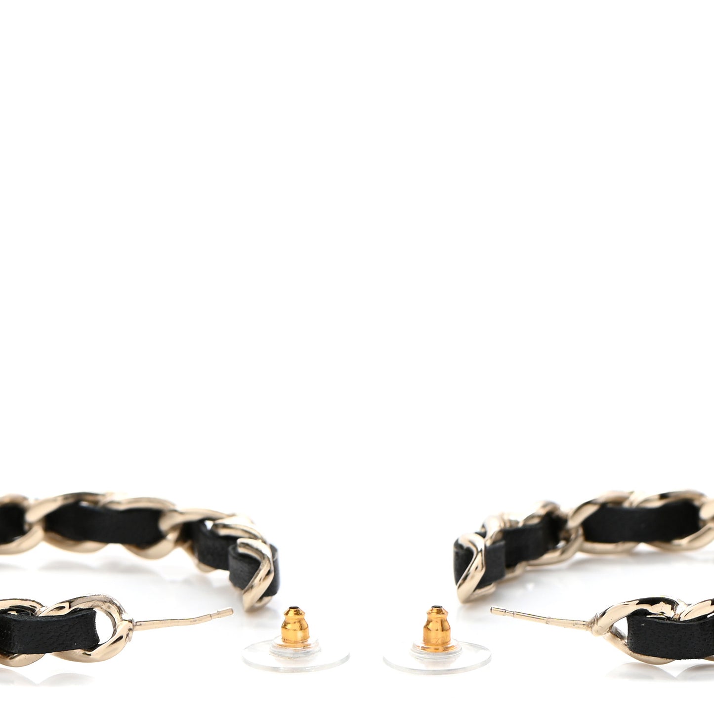 Lambskin Pearl More Is More CC Chain Hoop Earrings Gold Black