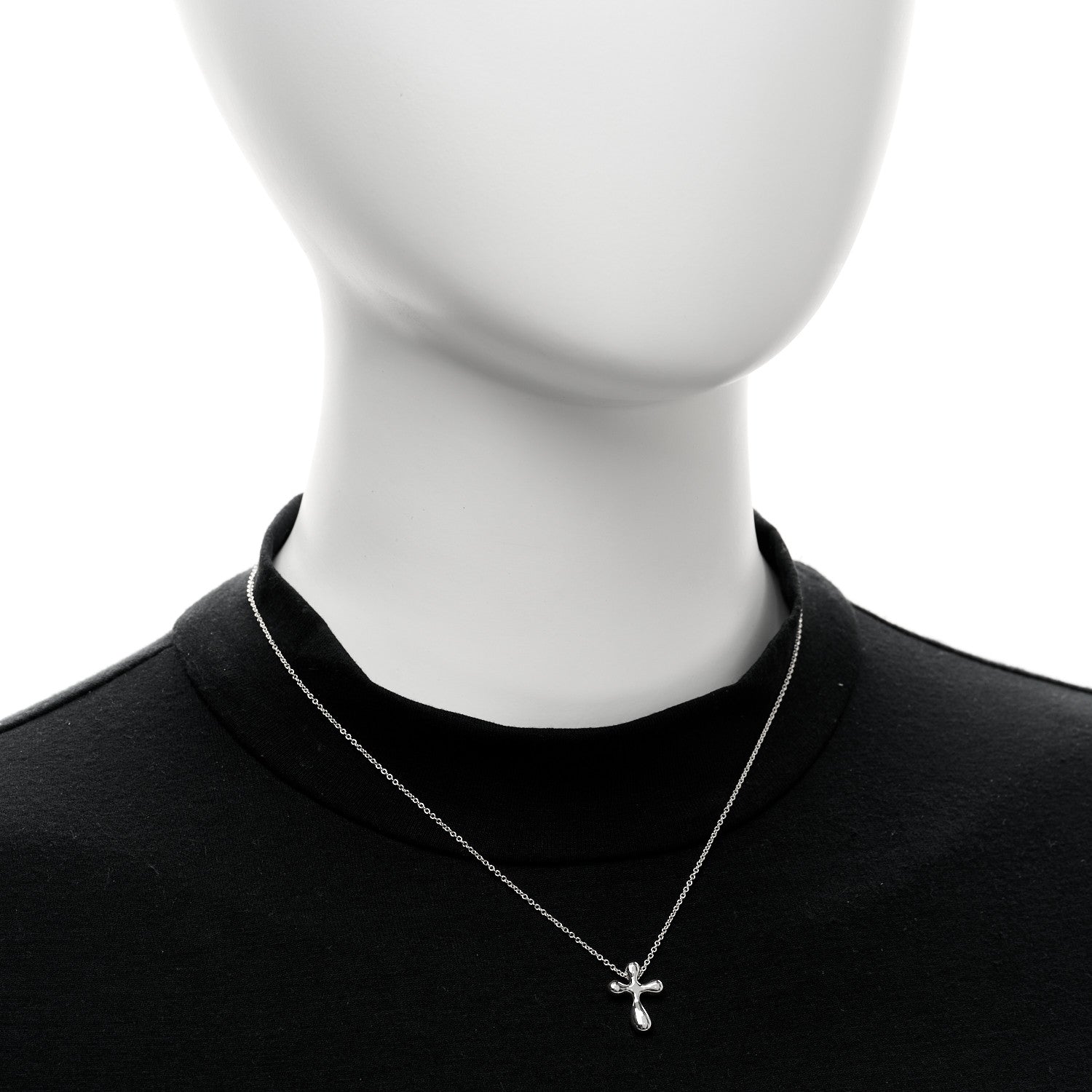 Tiffany Sterling Silver 12mm Elsa Peretti Cross Pendant Necklace 2 of 4