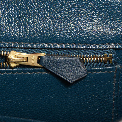 Hermes Taurillon Clemence Birkin 35 Bleu Thalassa 16 of 24