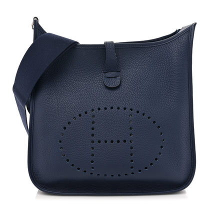 Hermes Taurillon Clemence EVELYNE III PM Deep Blue 1 of 11