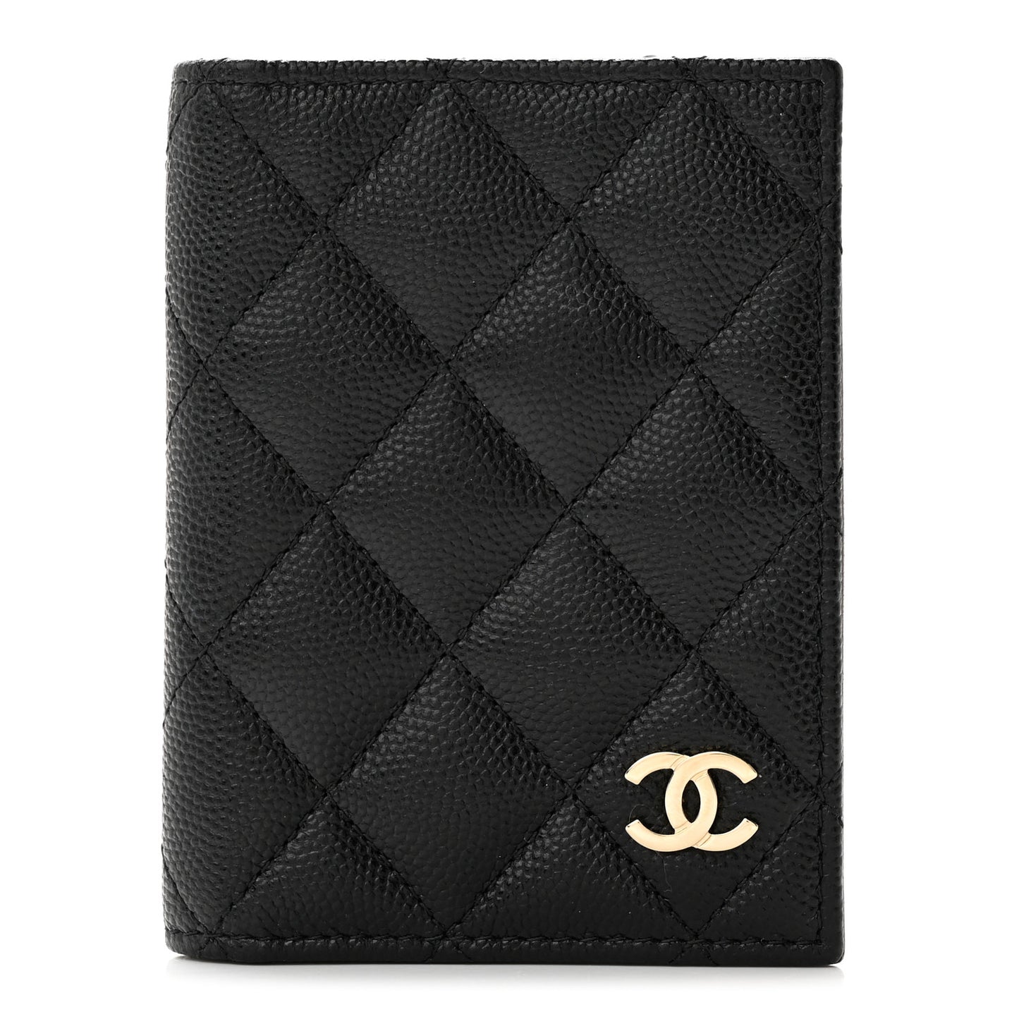 Caviar Quilted Card Holder Wallet Black