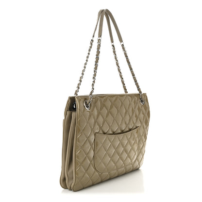 Chanel Patent Quilted Accordion Shopping Tote Beige 3 of 15