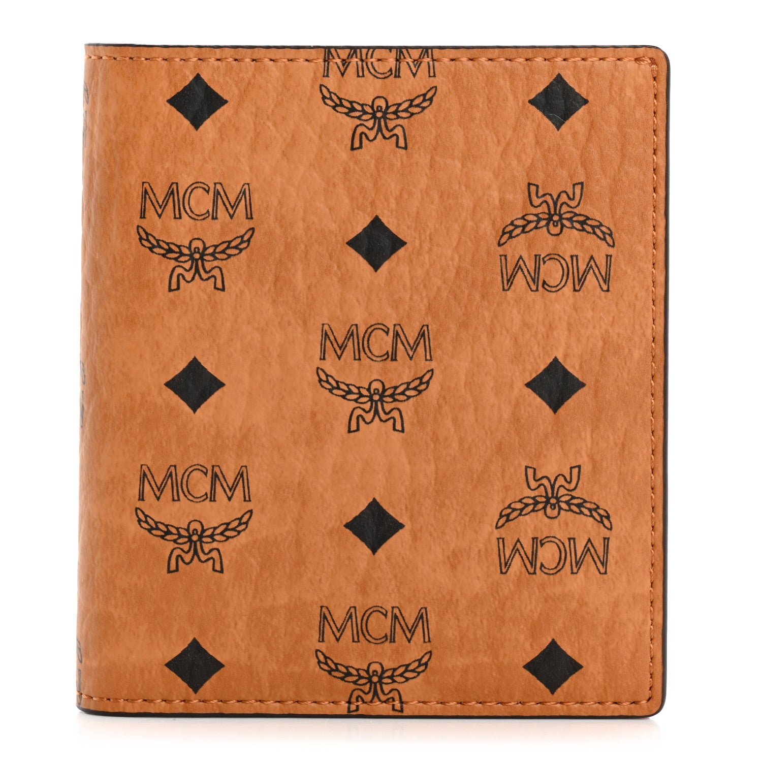 MCM Visetos Mini Bi-Fold Card Wallet Cognac 1 of 8