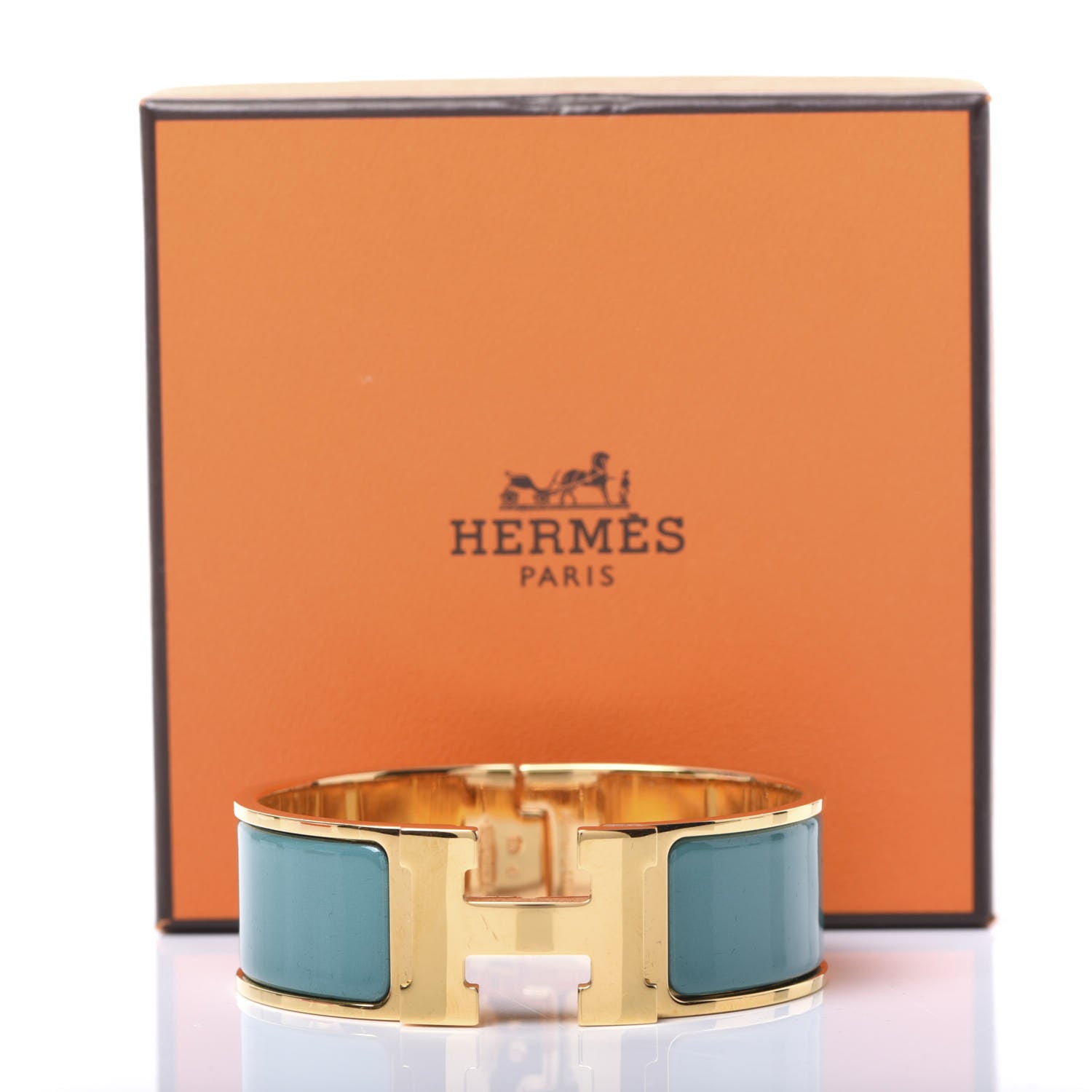 Hermes Enamel Wide Clic Clac H Bracelet PM Vert Bleuete 5 of 5