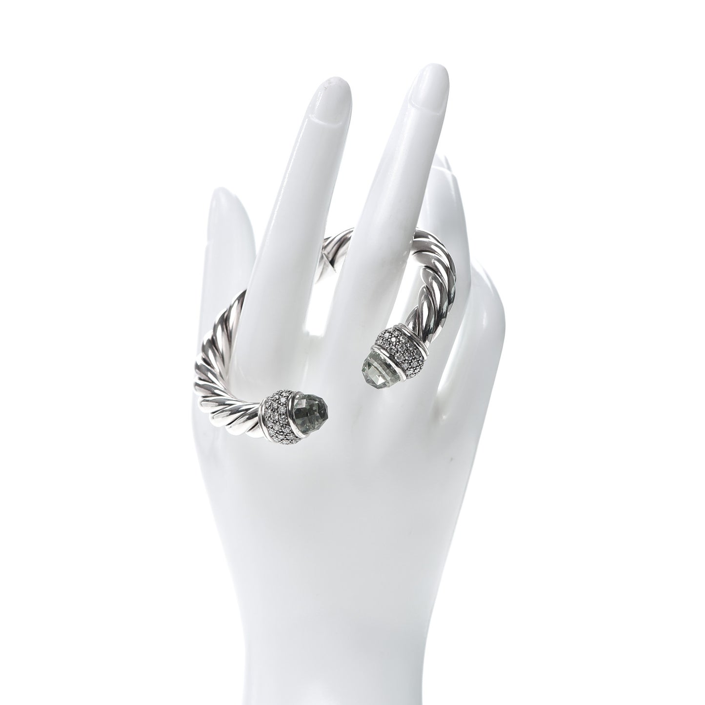 Sterling Silver Diamond Prasiolite 10mm Moonlight Ice Bracelet
