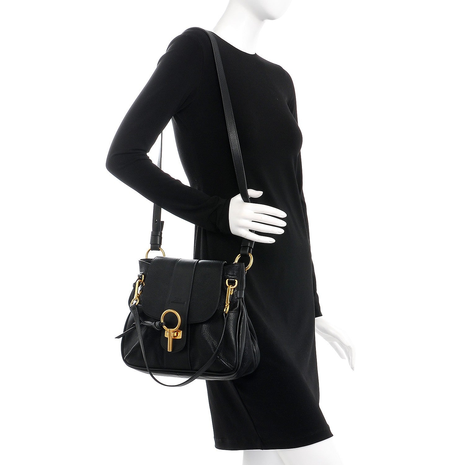 Chloe Grained Lambskin Calfskin Small Lexa Shoulder Bag Black 2 of 7