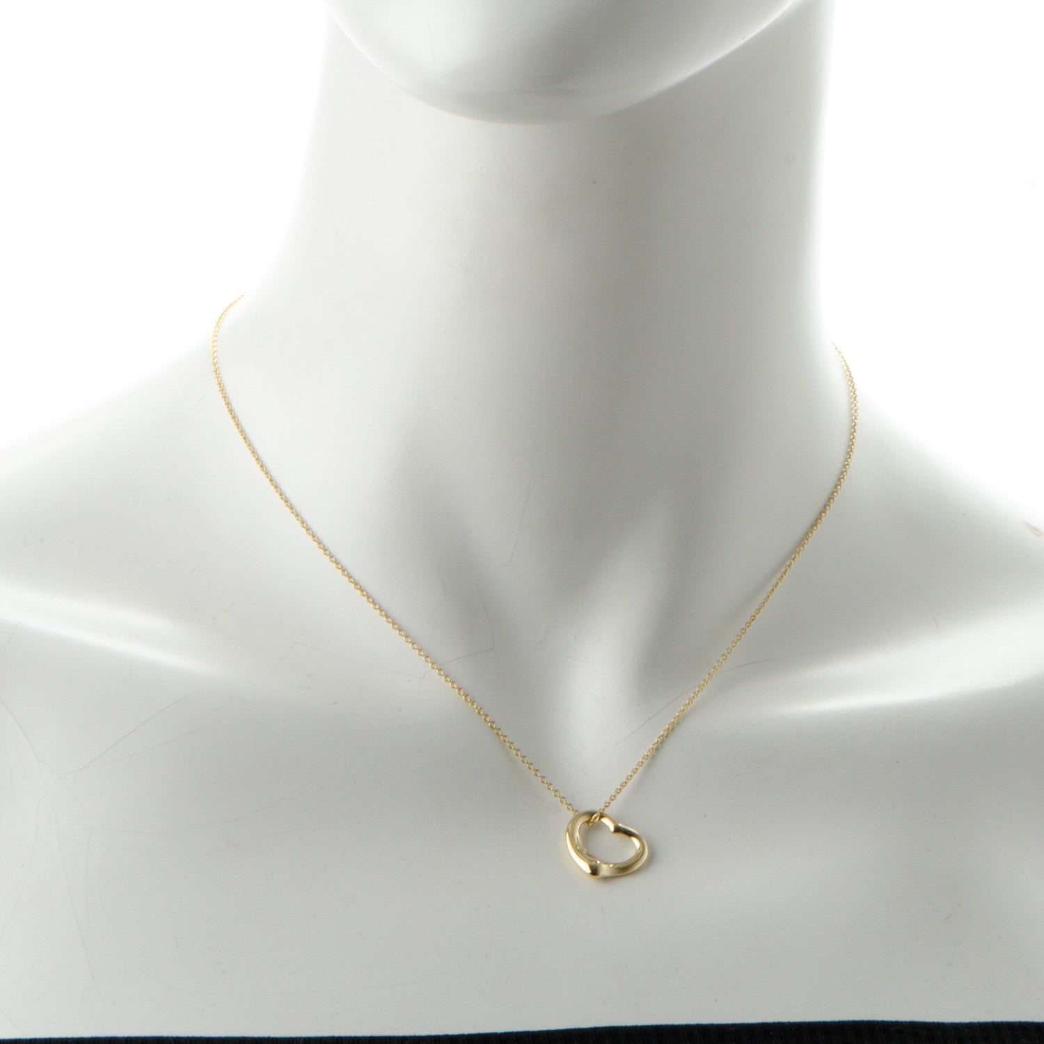 Tiffany 18K Yellow Gold Elsa Peretti Small Open Heart Pendant Necklace 2 of 6