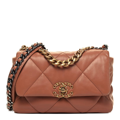 Chanel Lambskin Quilted Medium Chanel 19 Flap Brown 1 of 10