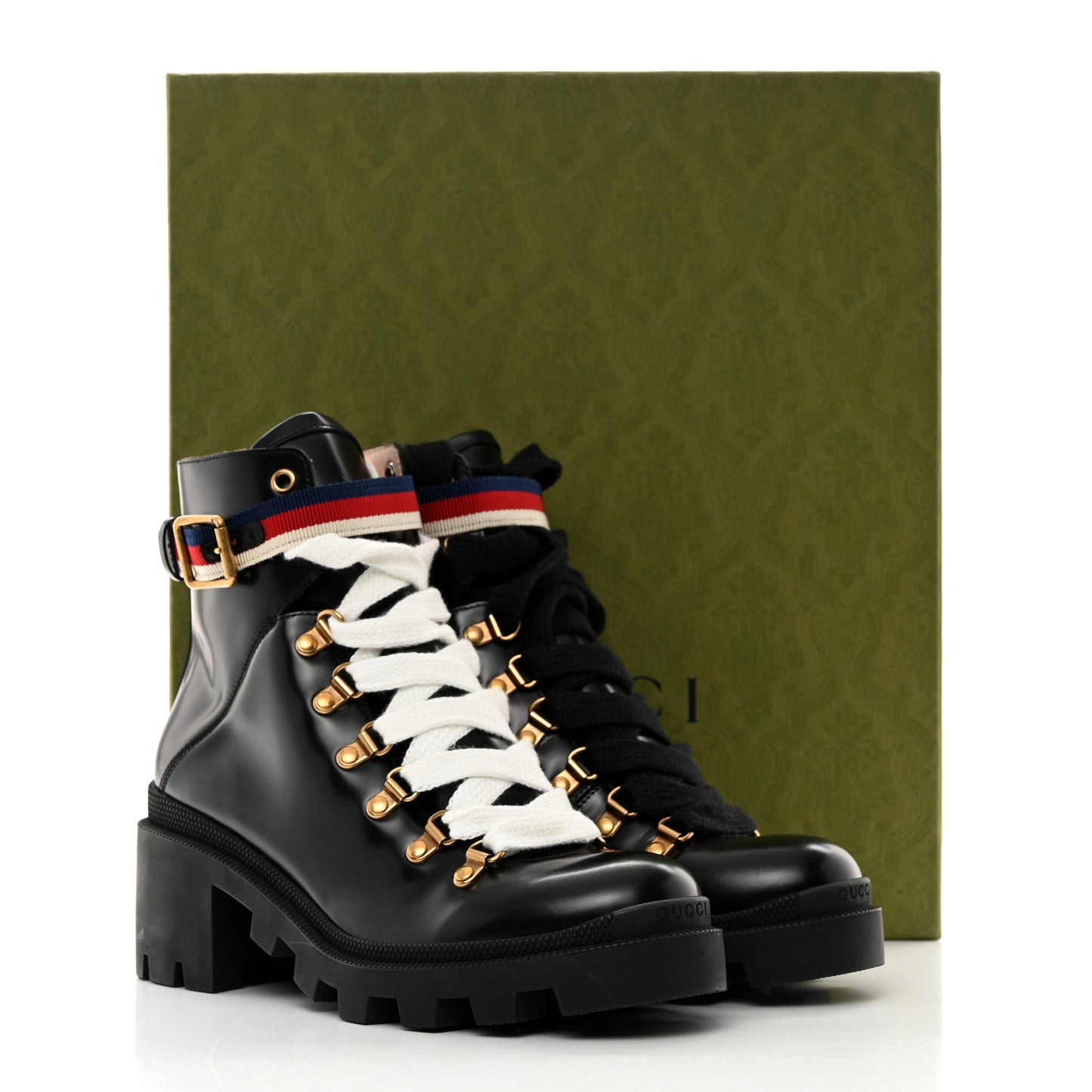 Calfskin Sylvie Web Womens Lace Up Combat Boots 38 Black