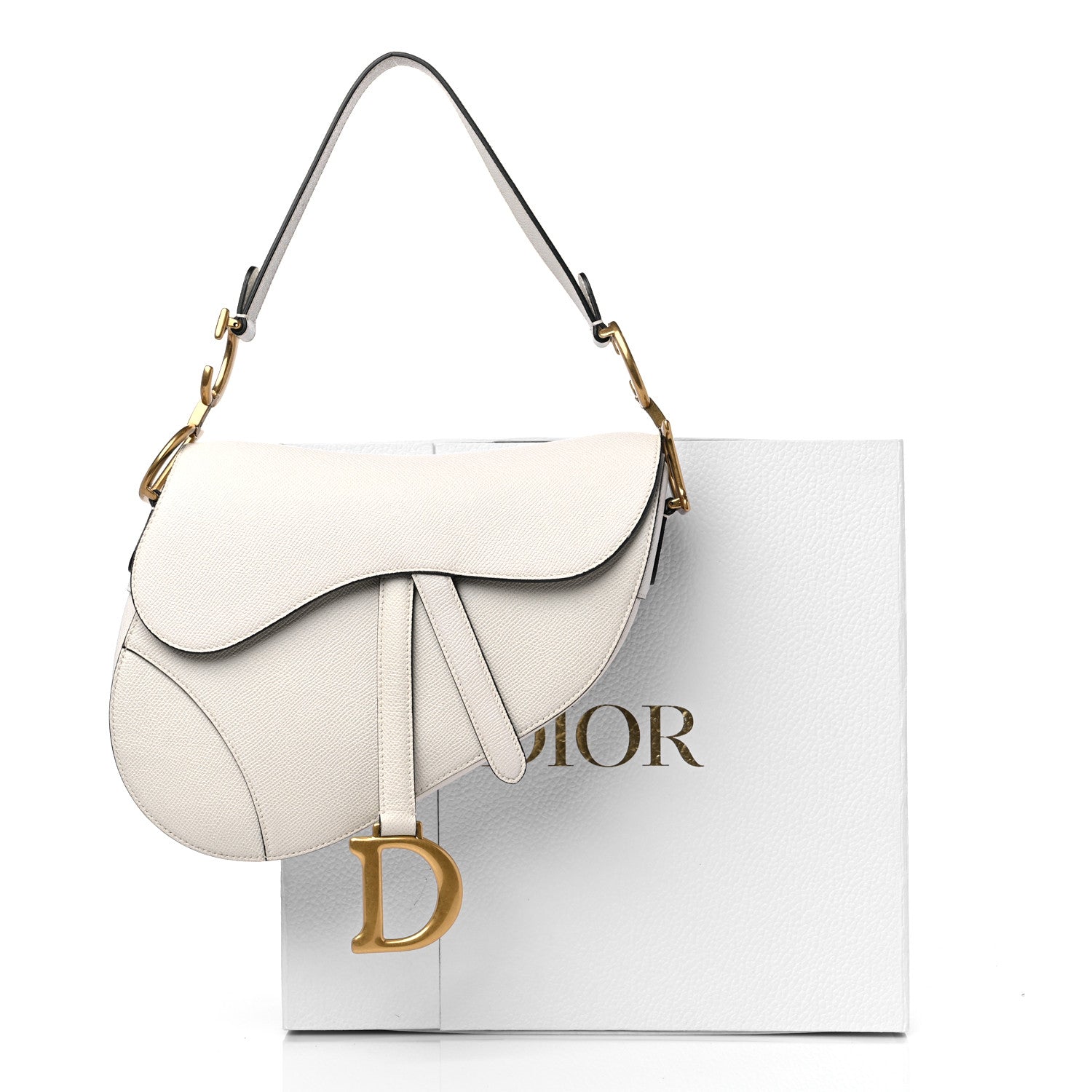 Christian Dior Grained Calfskin Saddle Bag White 13 of 13