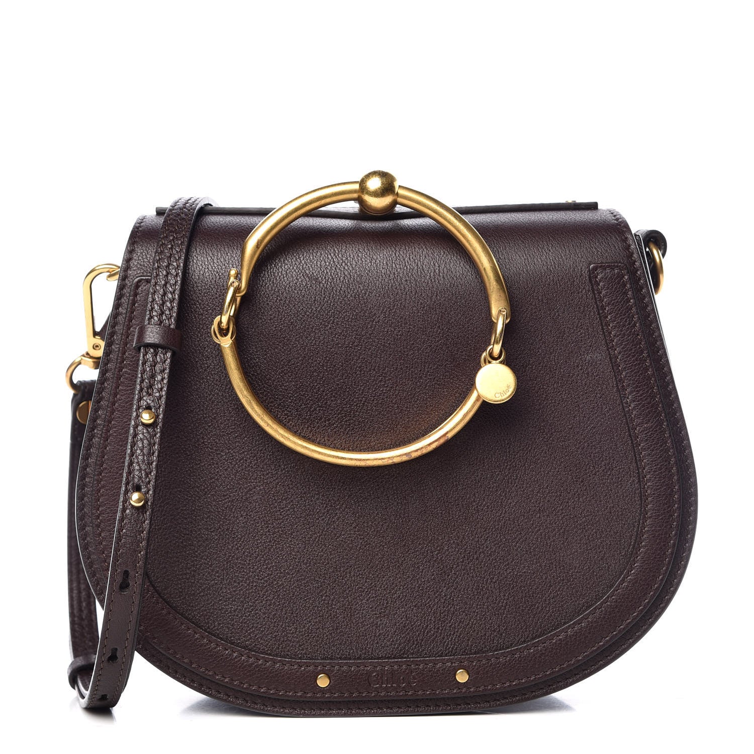 Chloe Calfskin Suede Medium Nile Bracelet Bag Carbon Brown 1 of 11