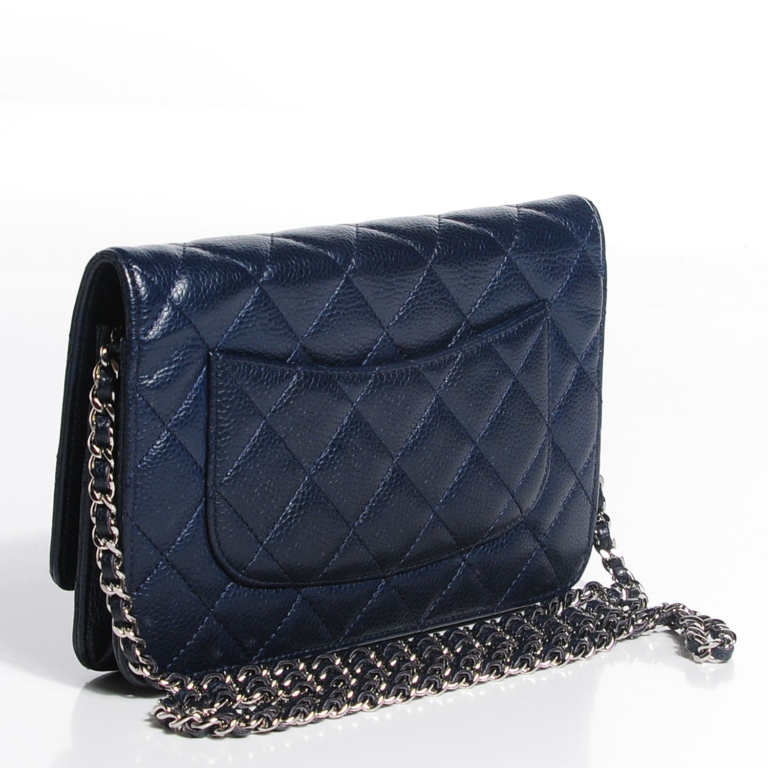 Chanel Caviar Quilted Wallet on Chain WOC Navy Blue 3 of 8