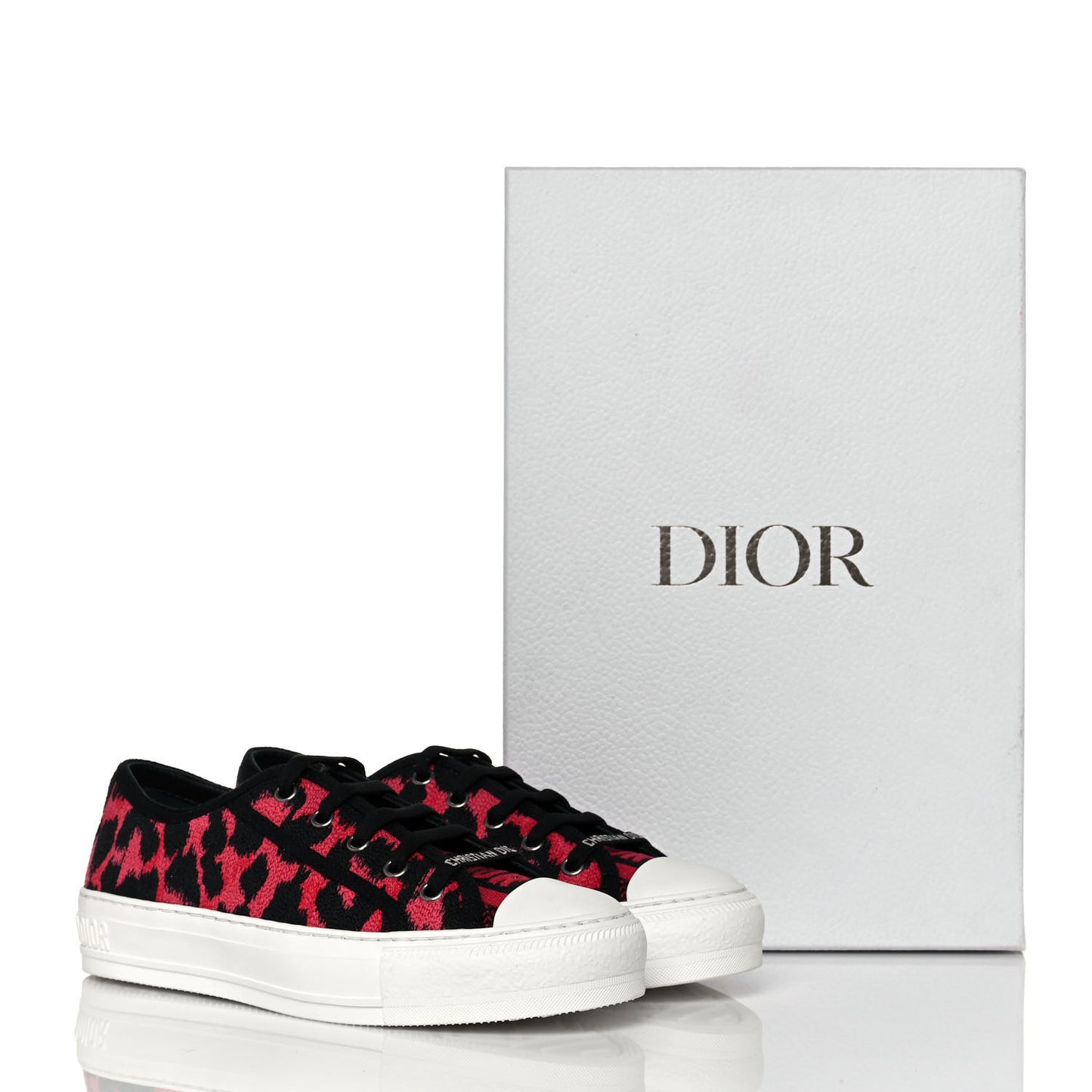 Cotton Mizza Embroidered Walk'N'Dior Low Top Sneakers 36.5 Framboise