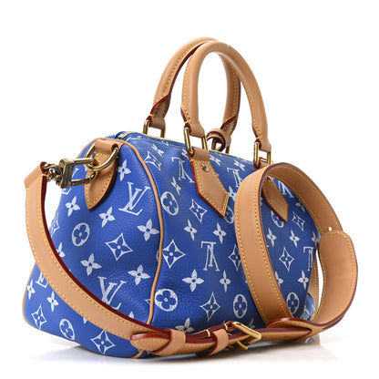 Louis Vuitton Calfskin Monogram Speedy P9 Bandouliere 25 Blue 4 of 10