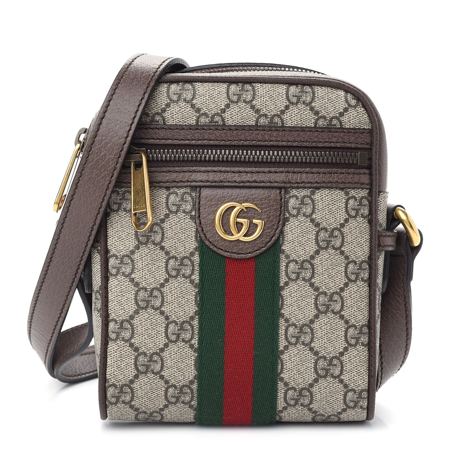 Gucci GG Supreme Monogram Web Mini Ophidia Messenger Brown 1 of 9