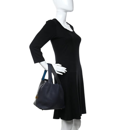 Hermes Taurillon Clemence Casaque Picotin Lock 22 MM Bleu Nuit Black Blue Frida 2 of 9