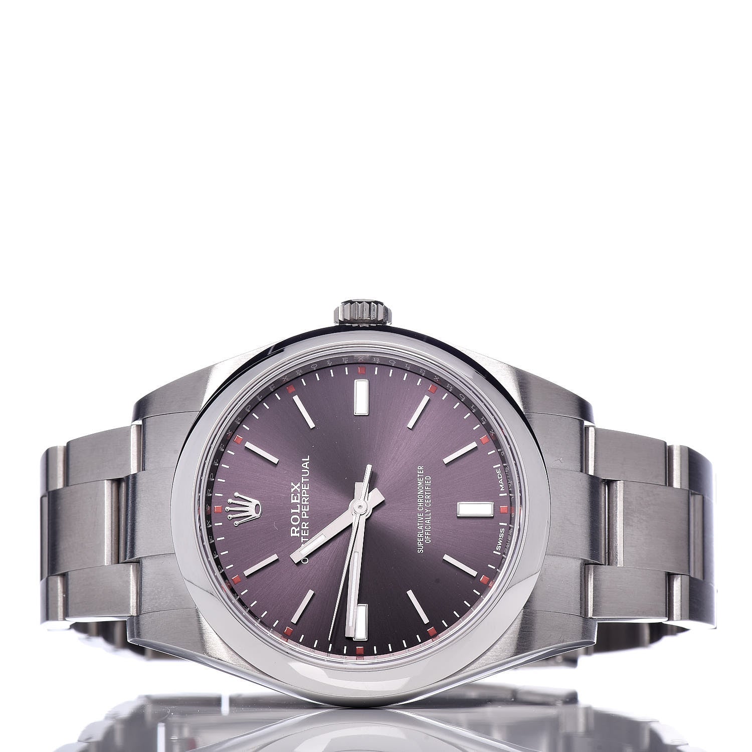 Rolex Stainless Steel 39mm Oyster Perpetual Watch Red Grape 114300 3 of 8