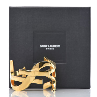 Saint Laurent Brass Monogram Medium Cuff Bracelet Gold 7 of 7