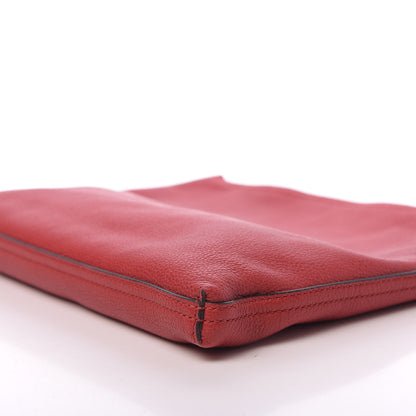 Gucci Pebbled Calfskin Medium Logo Portfolio Clutch Hibiscus Red 9 of 10
