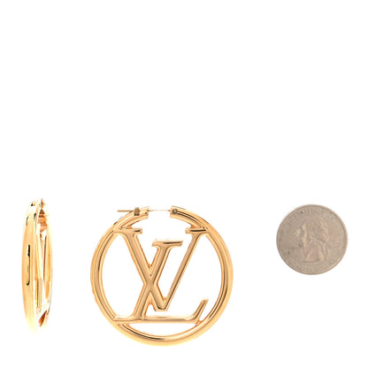 Louis Vuitton Metal Louise Hoop Earrings Gold 2 of 5