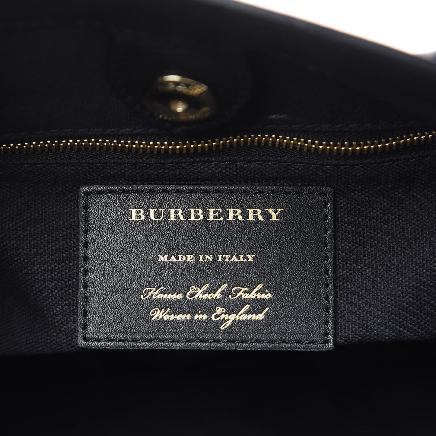 Grainy Calfskin House Check Medium Banner Tote Black