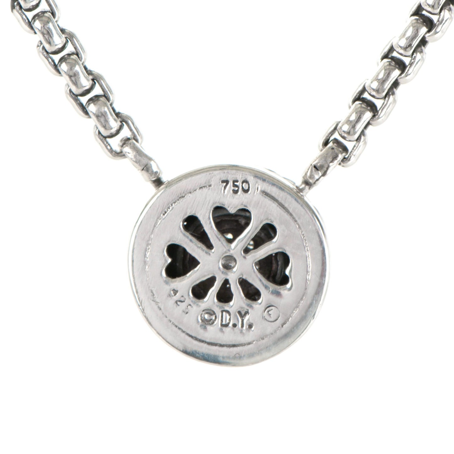 Sterling Silver 18K Yellow Gold Diamond 12mm Pave Cookie Necklace