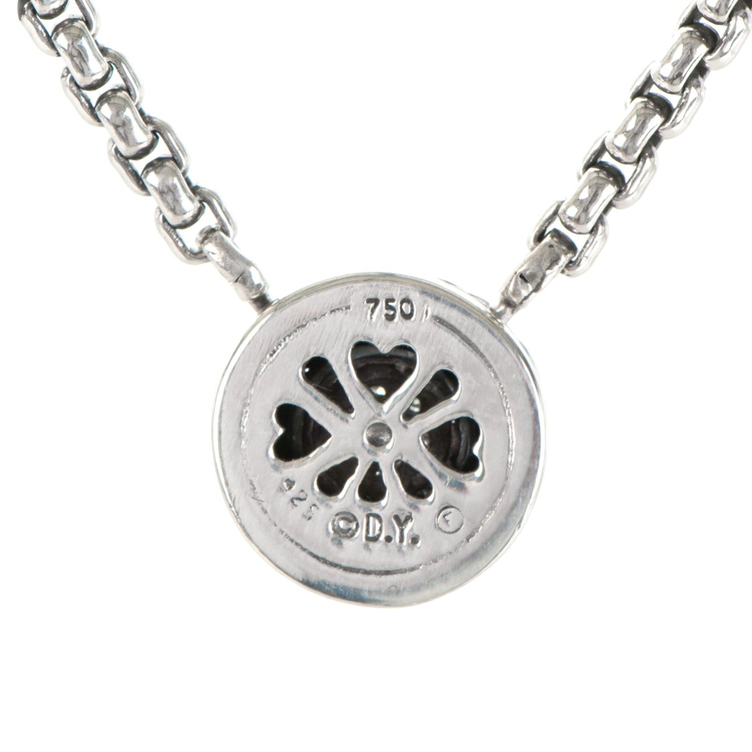 David Yurman Sterling Silver 18K Yellow Gold Diamond 12mm Pave Cookie Necklace 5 of 5