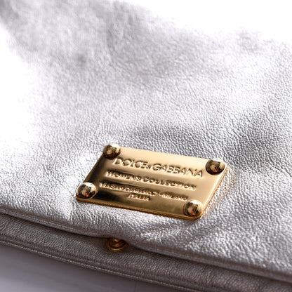 Dolce & Gabbana Metallic Calfskin Flap Clutch Silver 9 of 9