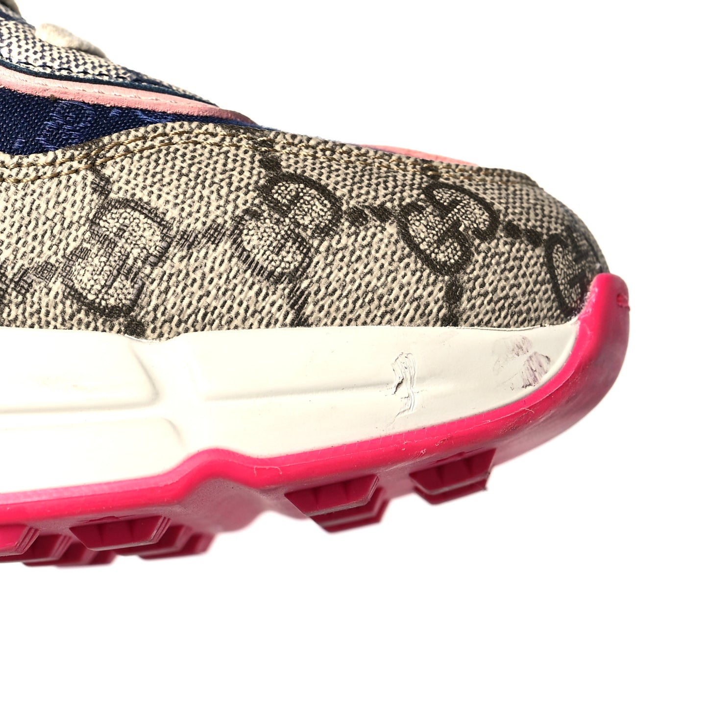 GG Supreme Monogram Mix Monogram Womens Rhyton Sneakers 40 London Blue Beige Pale Pink