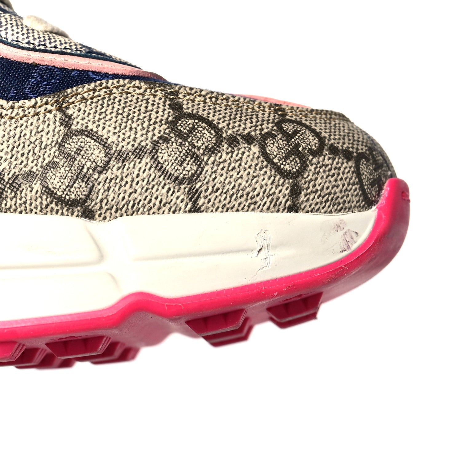 Gucci GG Supreme Monogram Mix Monogram Womens Rhyton Sneakers 40 London Blue Beige Pale Pink 11 of 12