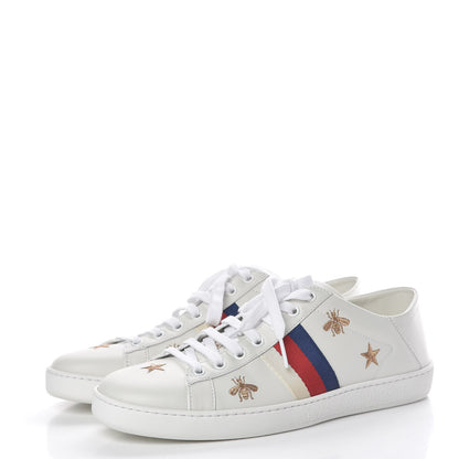 Gucci Calfskin Bee Star Embroidered Sylvie Web Ace Sneakers 40 White 3 of 10