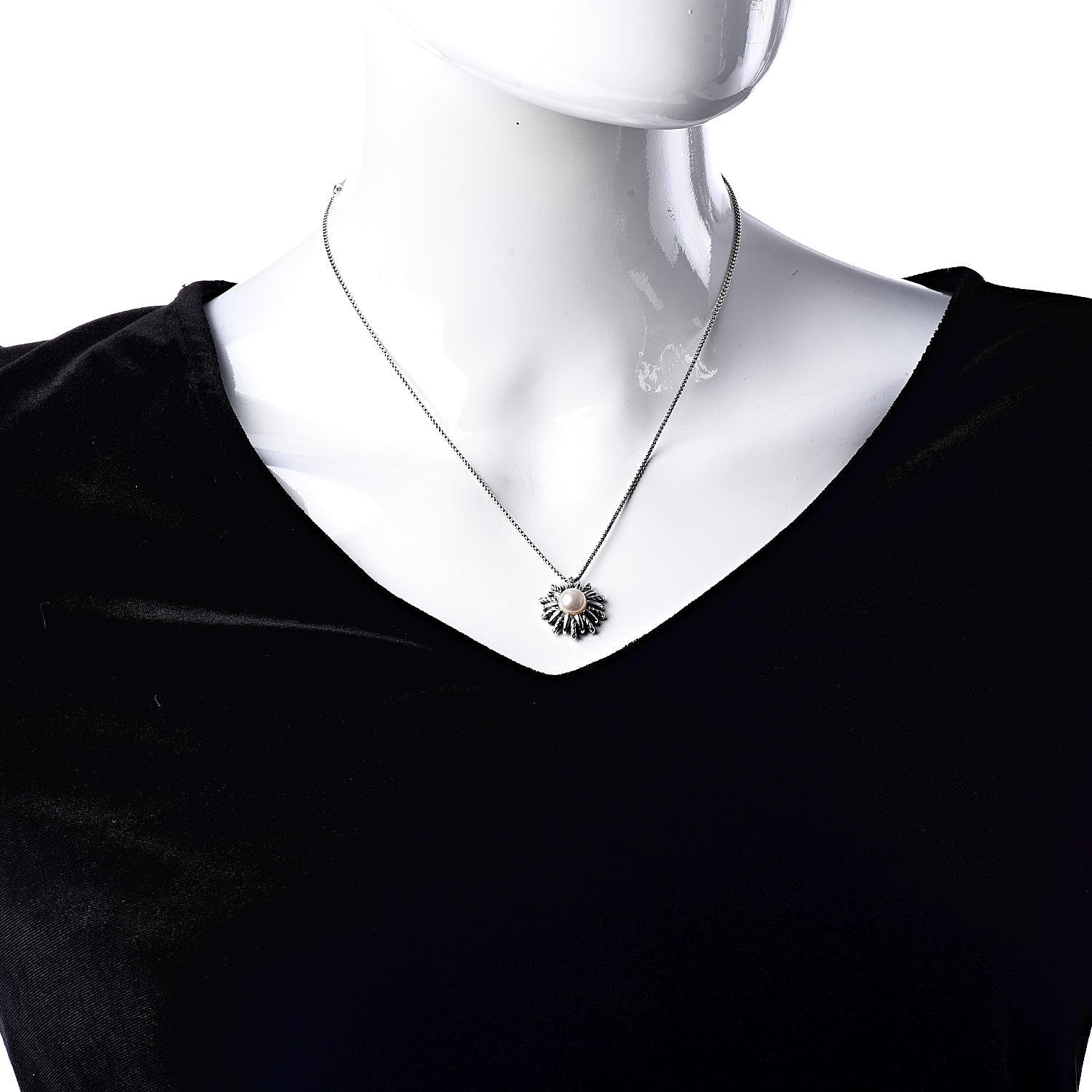 David Yurman Sterling Silver Pearl 18mm Starburst Pendant Necklace 2 of 5