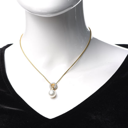 David Yurman 18K Yellow Gold Diamond Pearl Drop Pendant Necklace 2 of 5